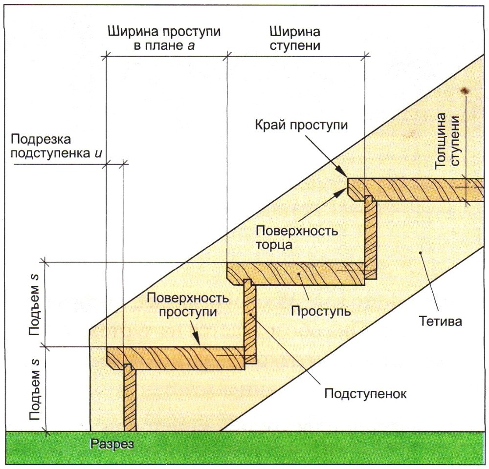 Ширина ступени подступёнок 220