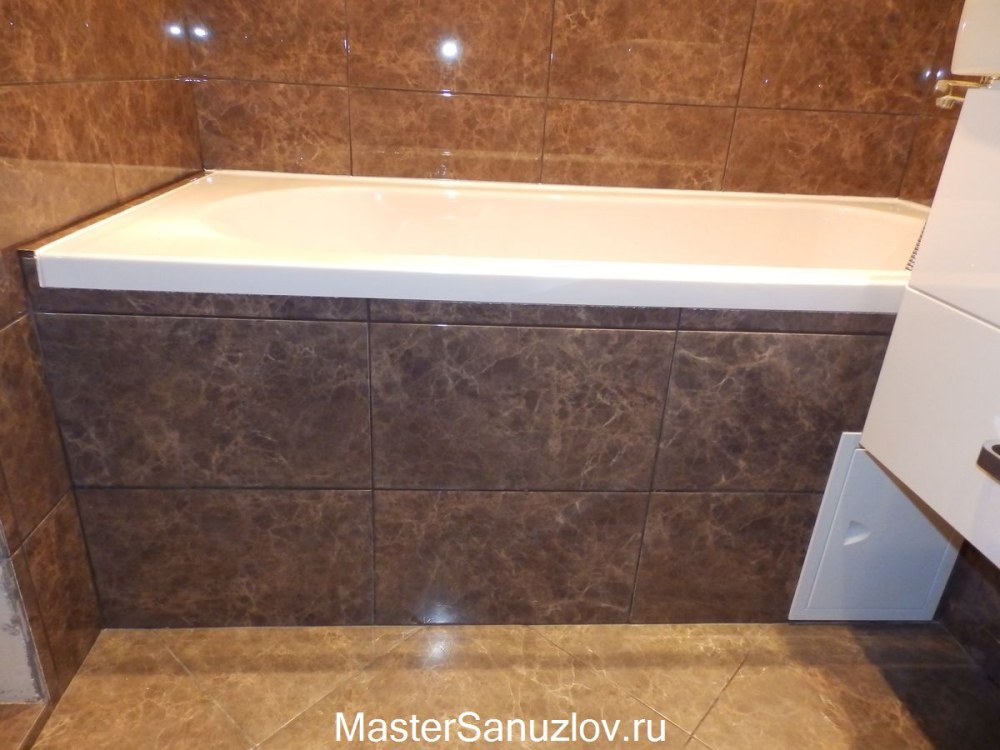 Заложить край ванны плиткой
