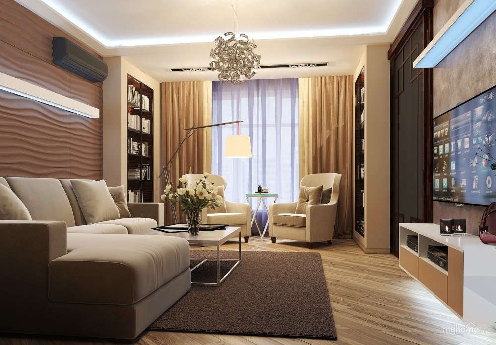 Интерьер гостиной 19м2