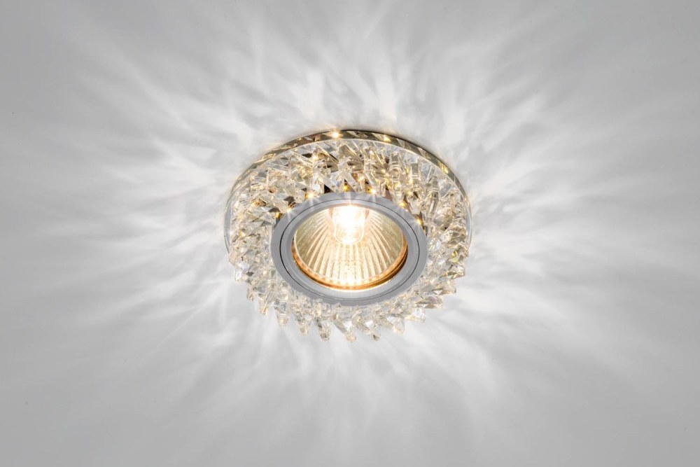 Светильник s257 Ch хром/прозрачный хрусталь/mr16+3w(led White)