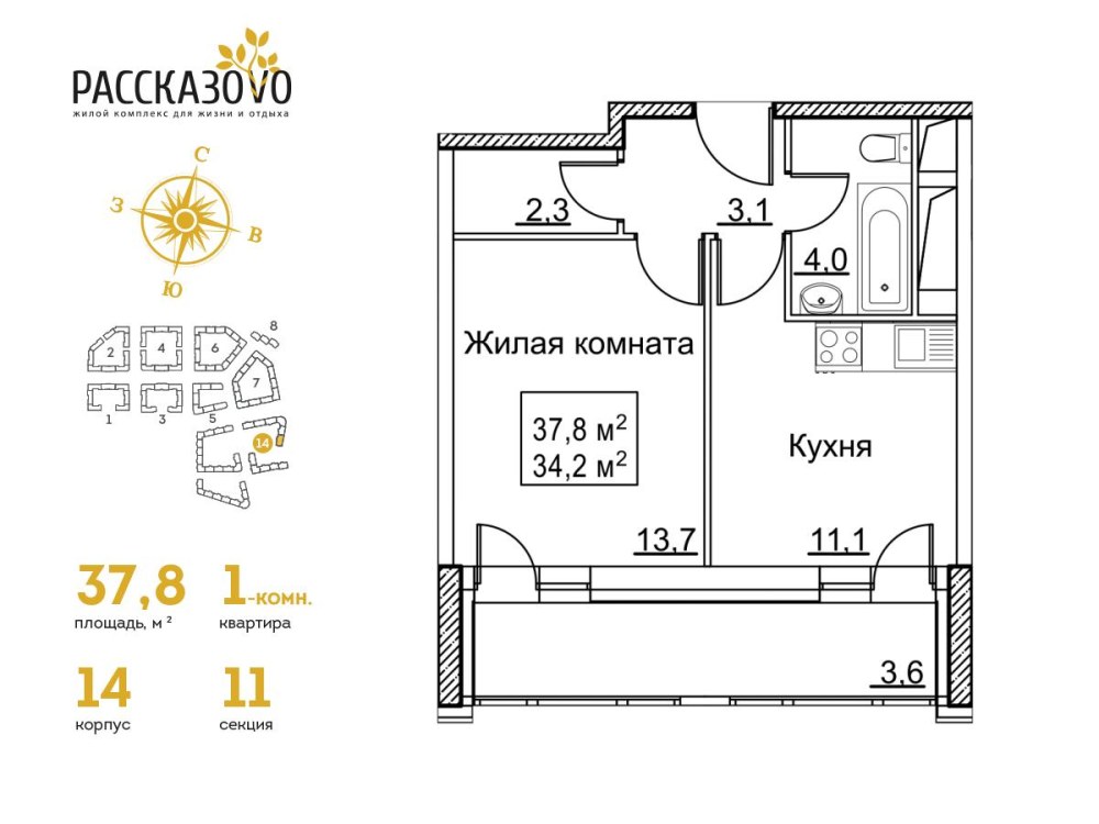 ЖК Рассказовка планировки