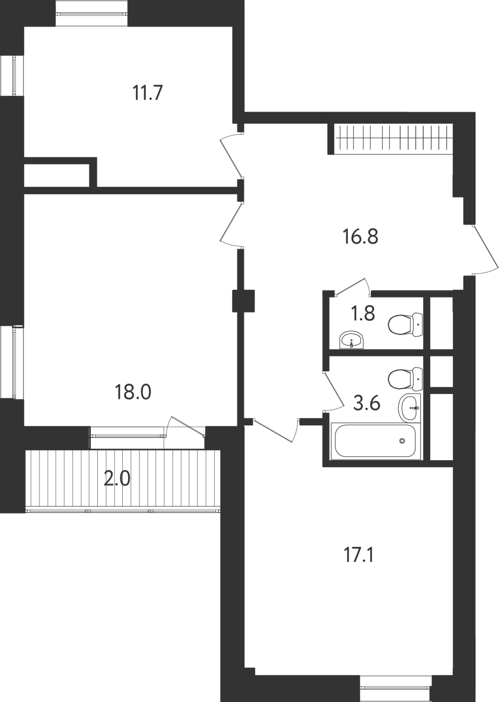 Московская планировка 2-х