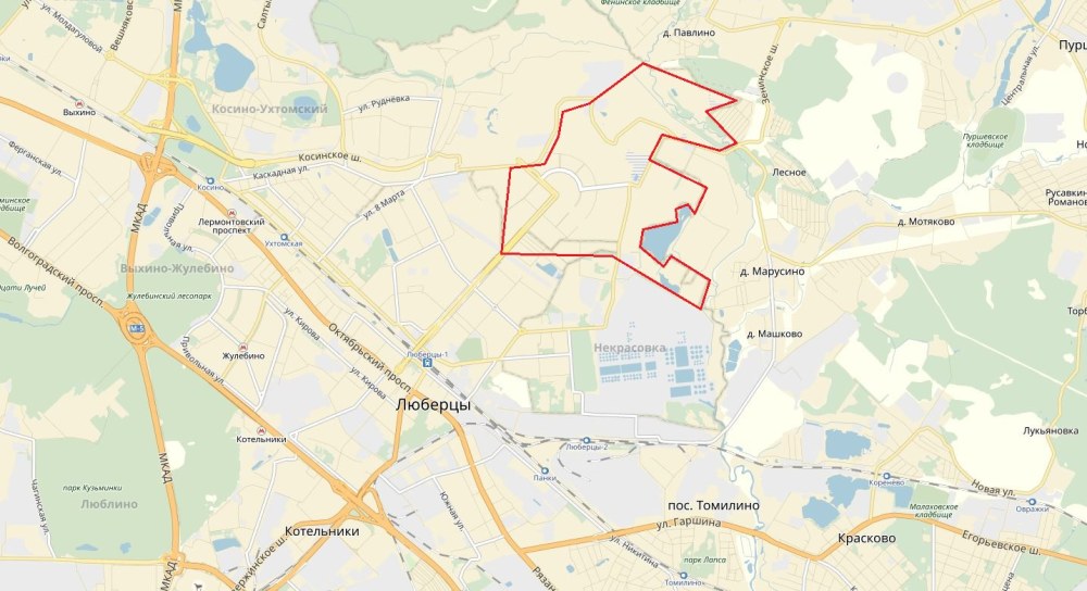 Граница района Некрасовка г Москвы
