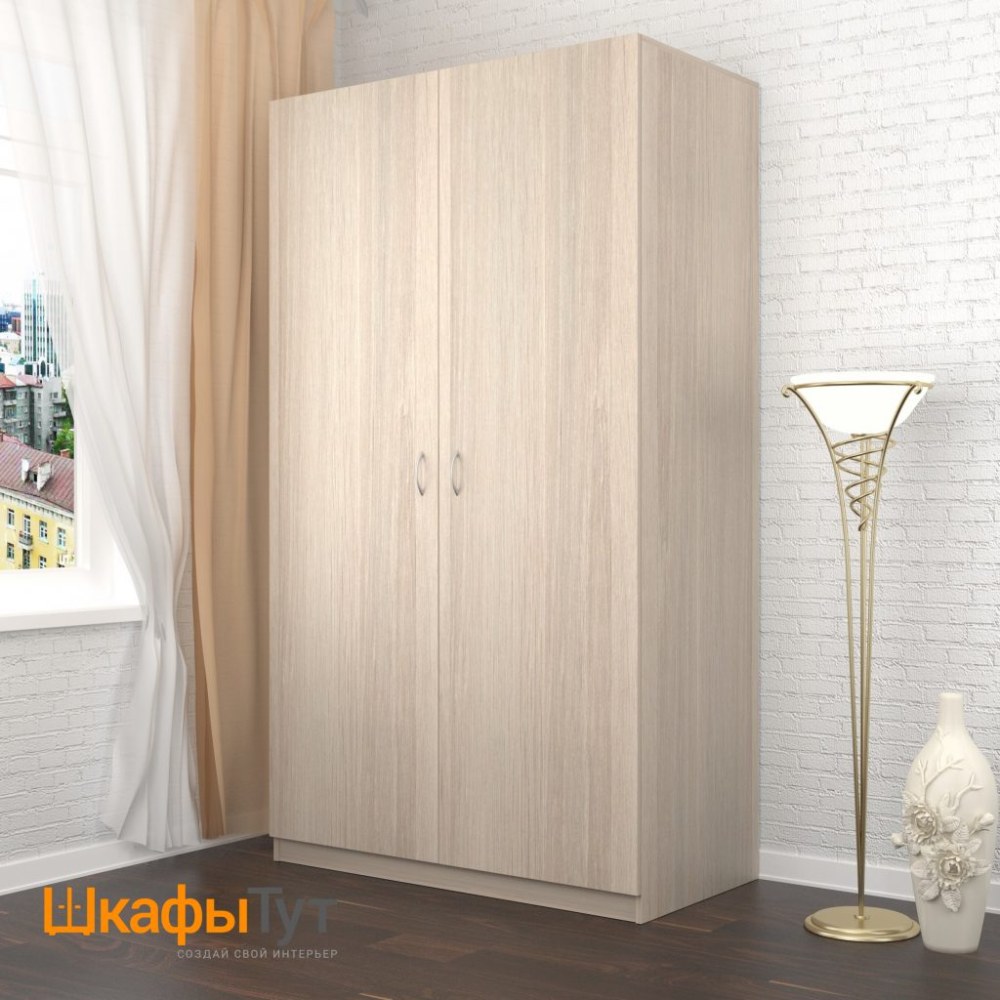 Шкаф распашной Турин, 212x120x60 см, дуб белёный