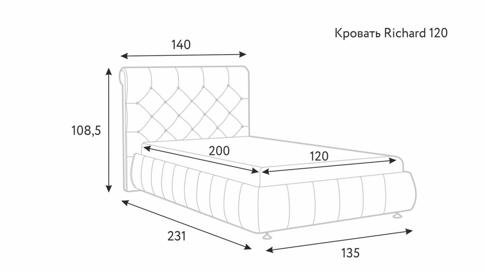 Кровать Ричард Аскона габариты