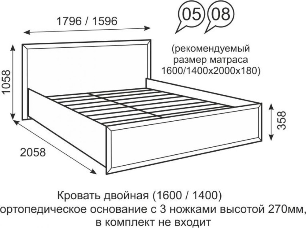 Габариты кровати 1400 2000