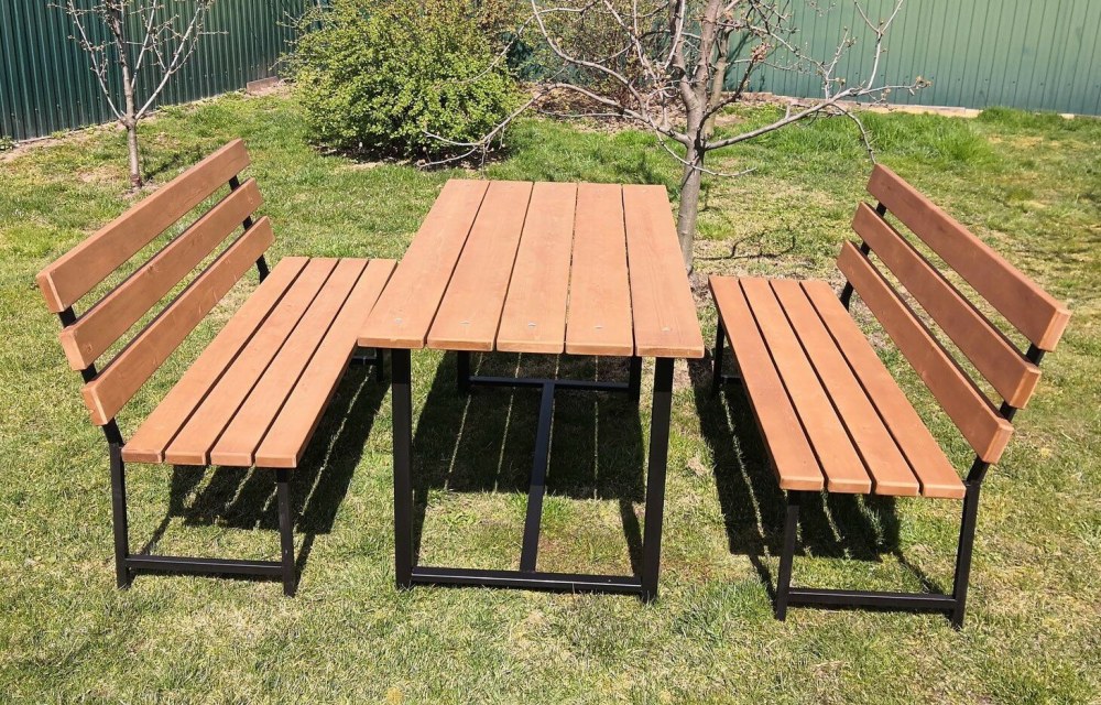 Комплект садовой мебели (стол+2 скамейки) пластик HDPE