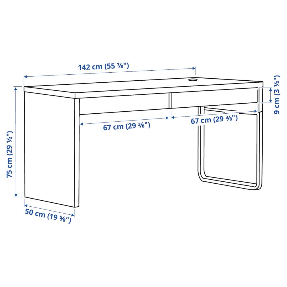 Письменный стол ikea Micke 142x50 (черно-коричневый)
