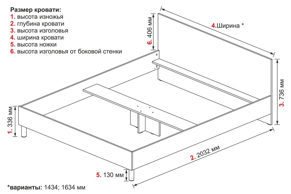 Собрать кровать каркас Одри Hoff