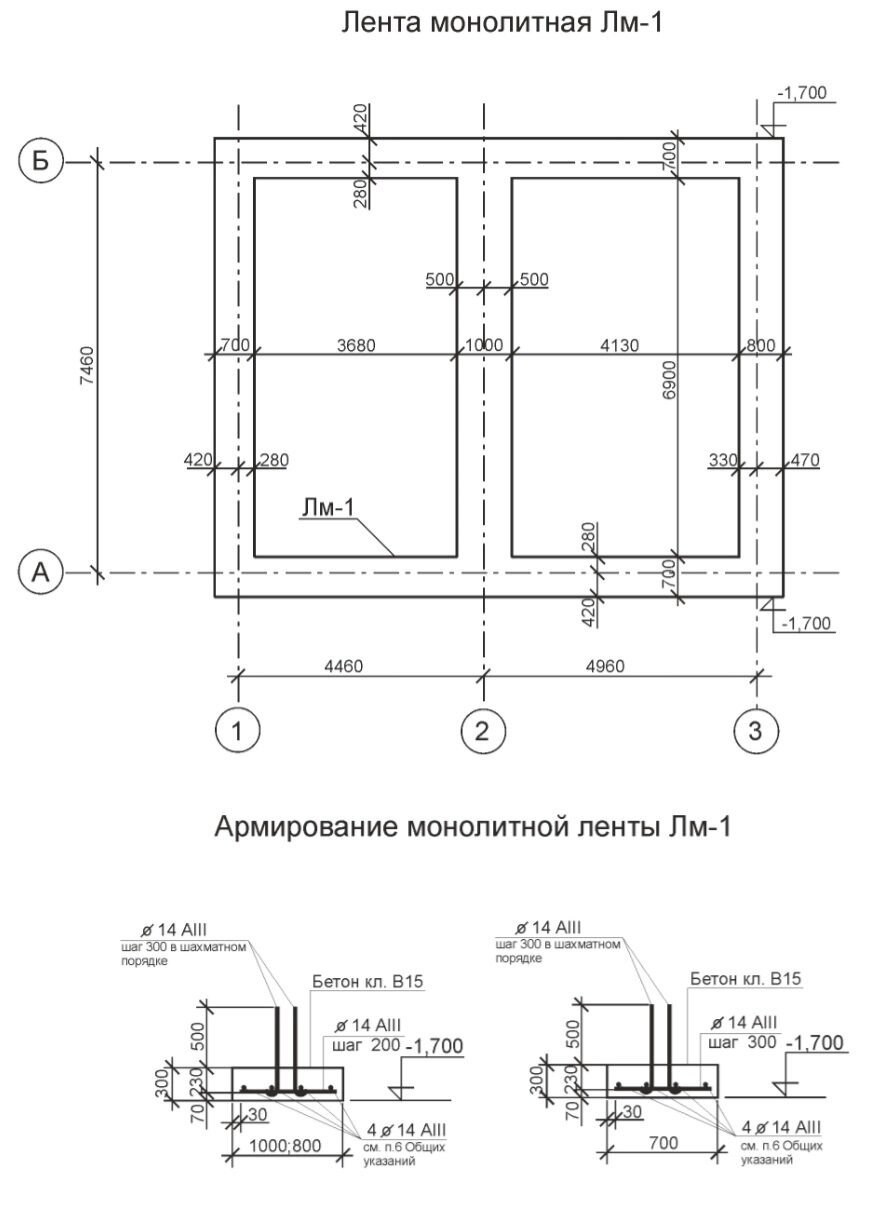 Схема армирования ленточного фундамента для гаража