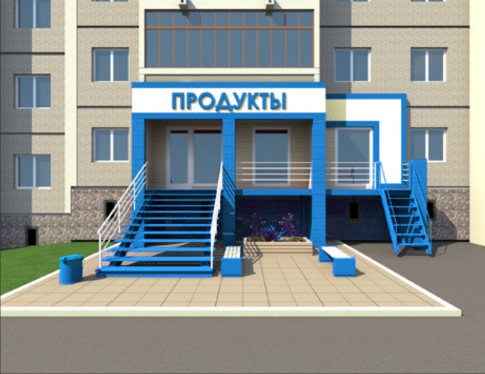 Фасады магазинов в жилых домах
