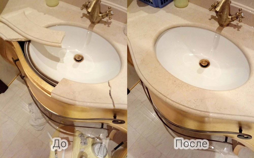 Полировка столешницы из мрамора