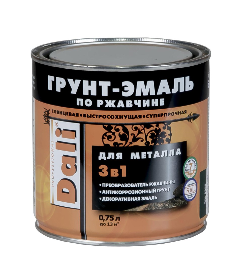 Грунт-эмаль по ржавчине 3 в 1 Dali серая