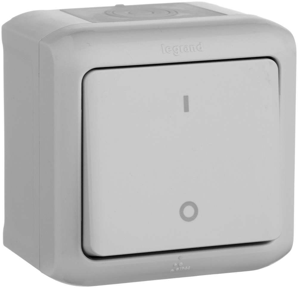 Выключатель 1кл 2п открытой установкой 10a Quteo ip44 серый 782339