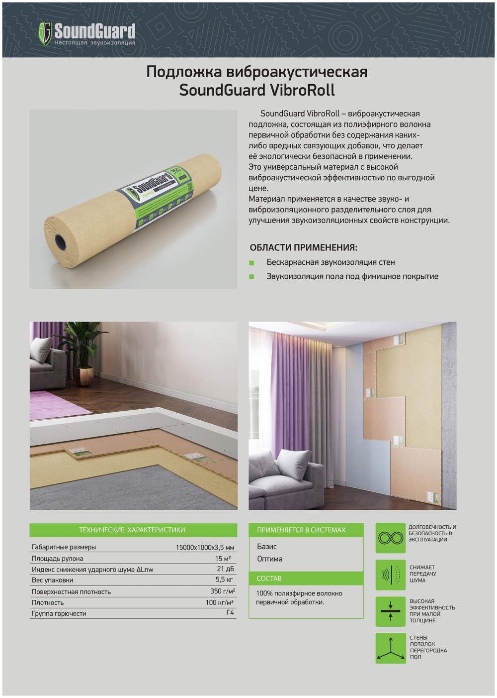 Подложка виброакустическая SOUNDGUARD
