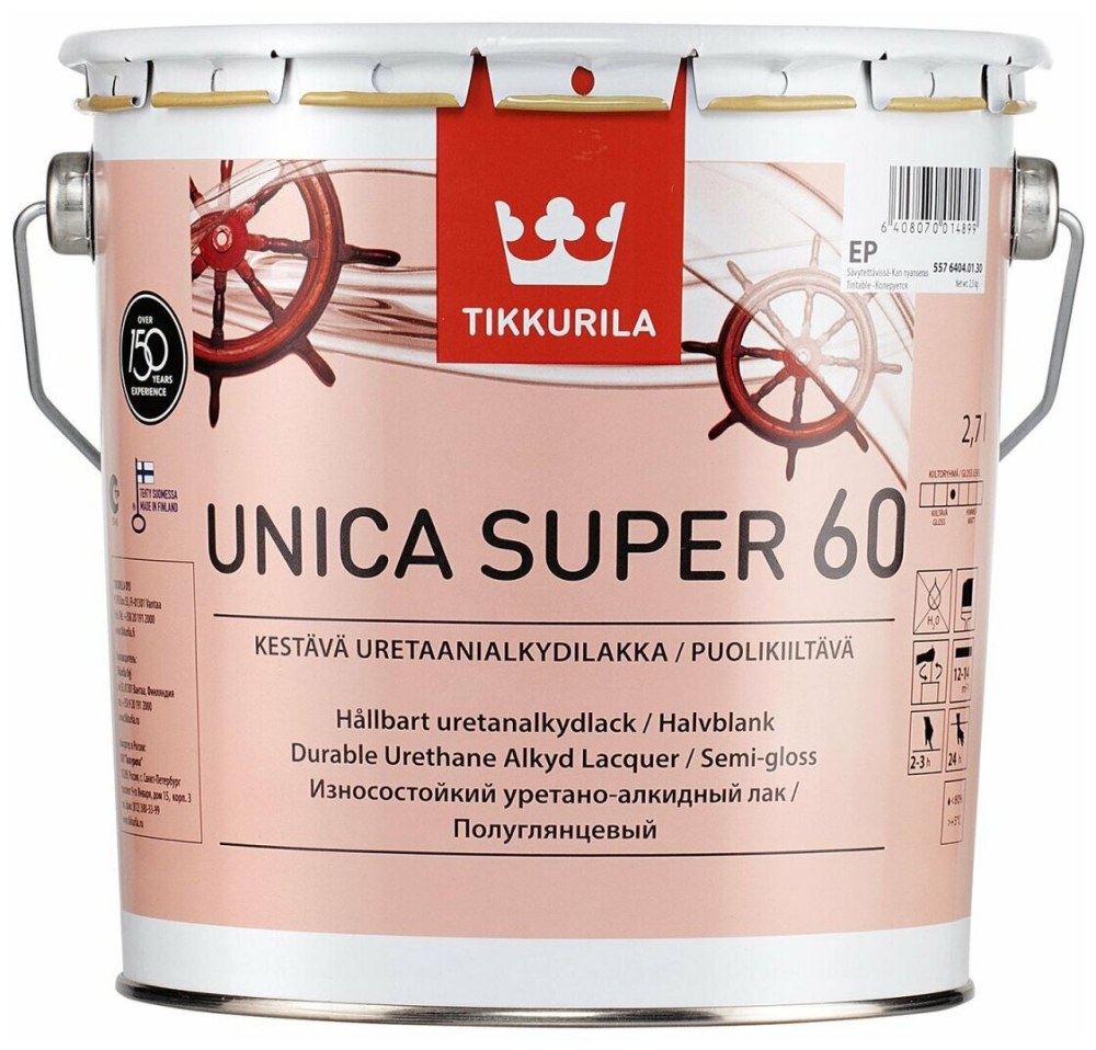 Лак яхтный Tikkurila unica super 90 (2.7 л) алкидно-уретановый