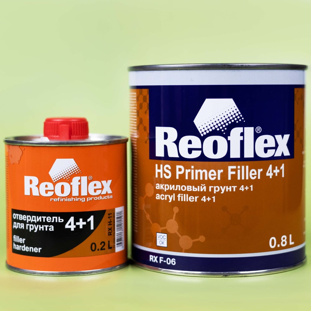 Грунт серый 2k (4+1) Reoflex (0,8л) + отвердитель (0,2л) RX F-06/800