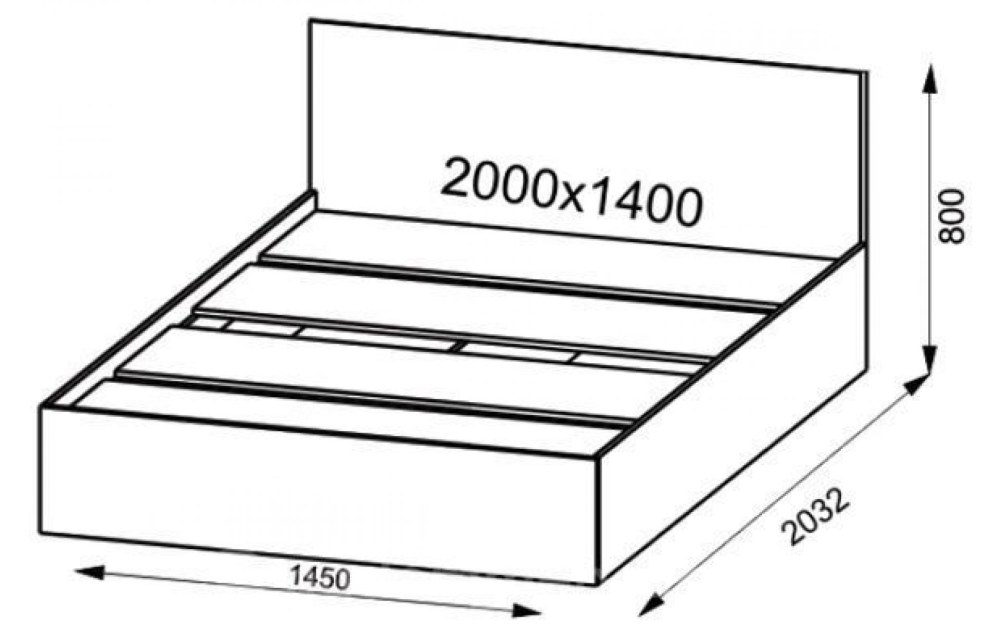 Кровать ЛДСП чертеж 2000 1400