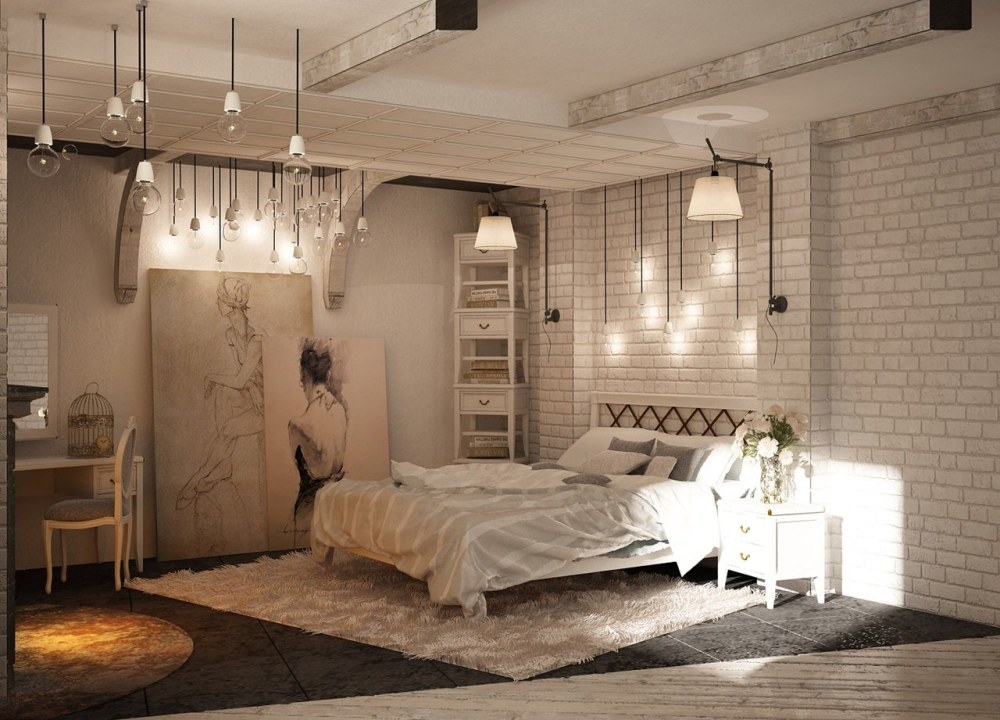 Spalnya стиле Loft Design