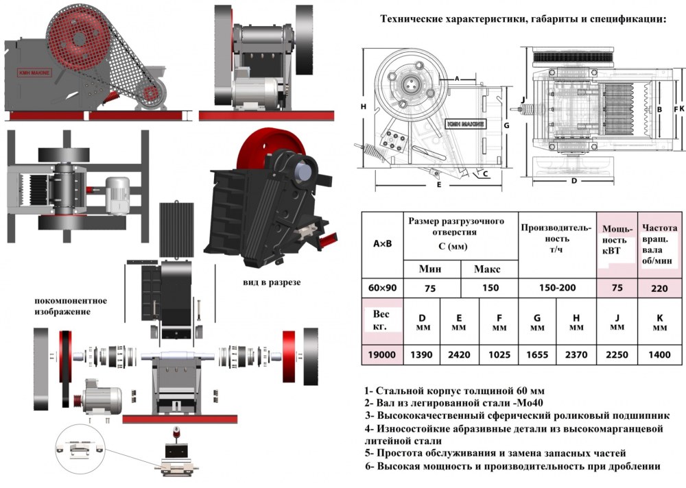 Паспорт щековой дробилки СМД-110