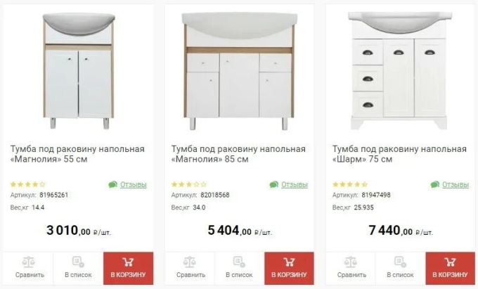 Магазин Леруа Мерлен мебель для ванны