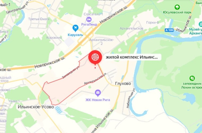 Ильинские Луга метро Ильинская на карте