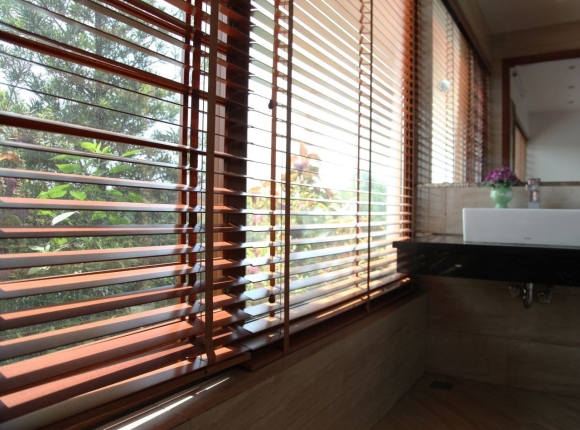 High Wooden Blinds in old Houses in Colombia