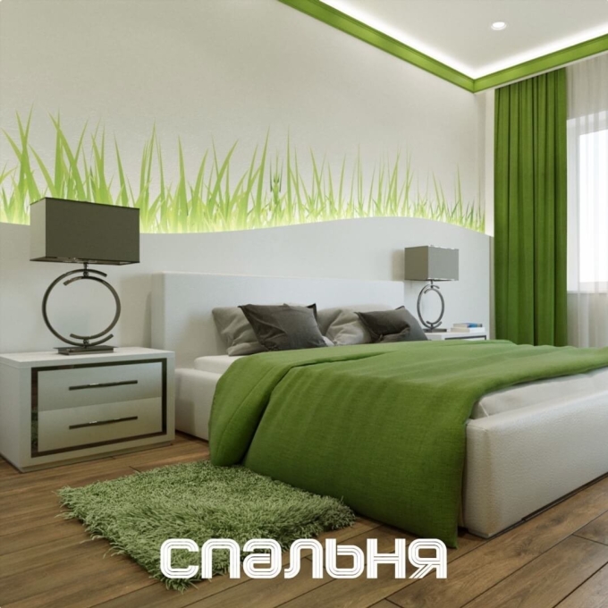 Спальня в салатовых тонах
