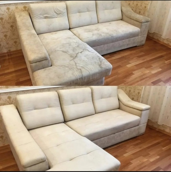 Химчистка мягкой мебели до и после