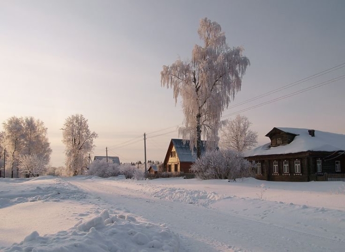 Зимний пейзаж деревня