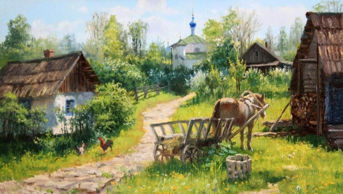 Василий Жданов художник луг Околица