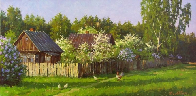 Деревня живопись Дмитрий Левин