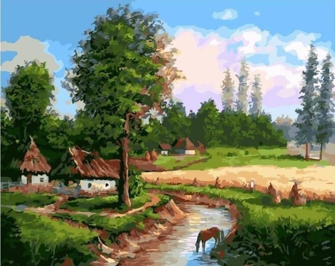 Сельский пейзаж живопись