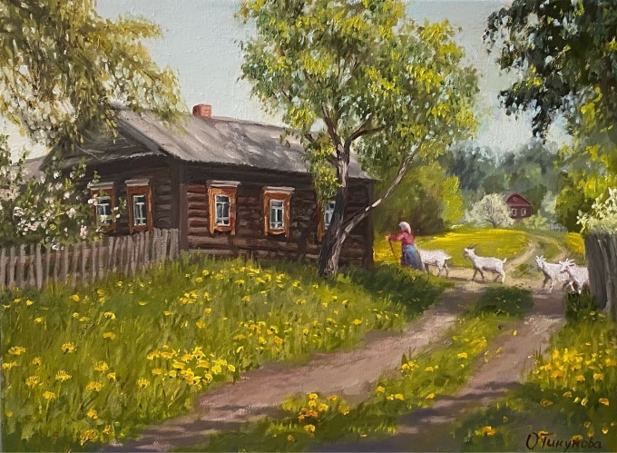 Весенний деревенский пейзаж