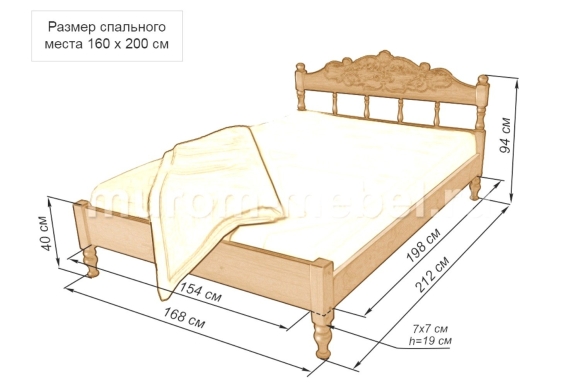 Чертежи двуспальной кровати из дерева