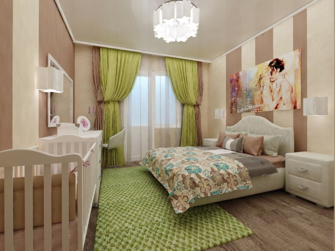 Планировка спальни с детской кроваткой