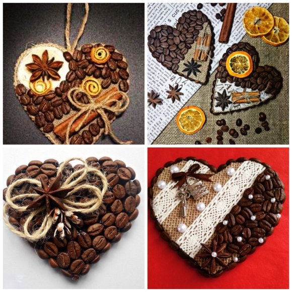 Сердечко из кофейных зерен