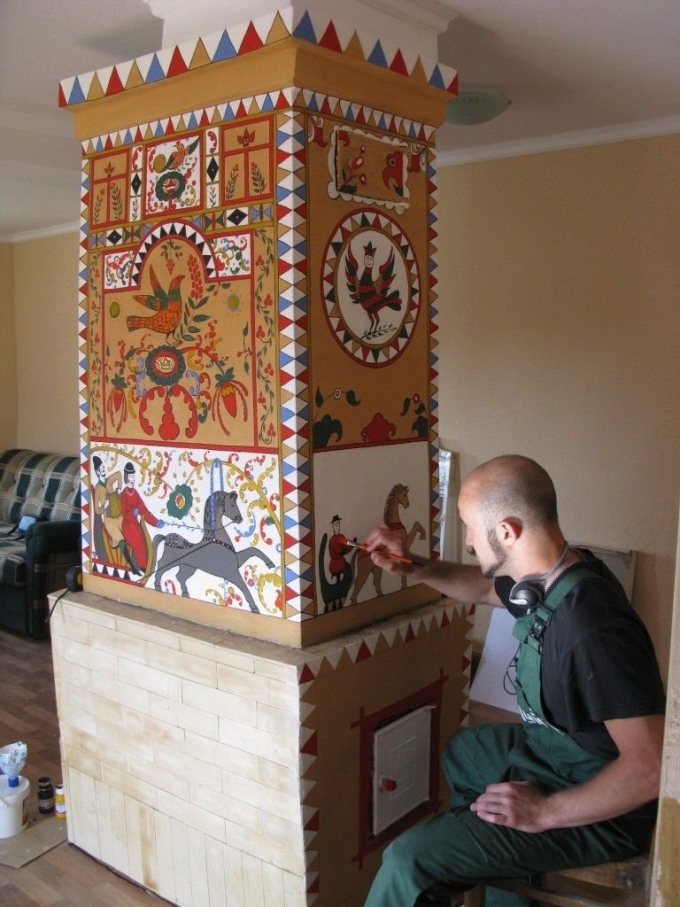 Расписная печь русская