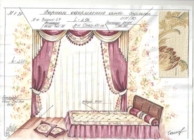 Эскизы штор для спальни