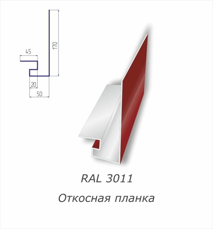 Откосная планка из оцинкованной стали с полимерным покрытием