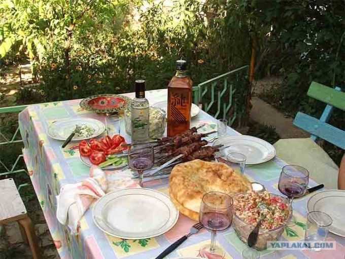 Накрыть праздничный стол на природе
