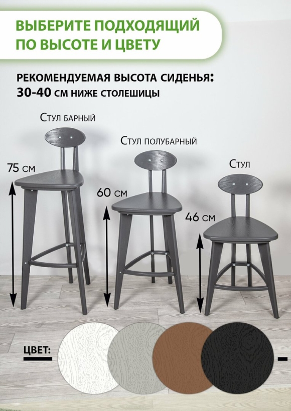 Высота барного и полубарного стула