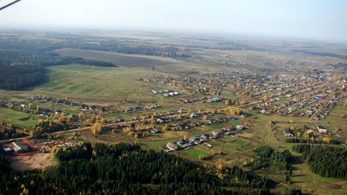 Посёлок Сосновское Нижегородской области с высоты птичьего полета