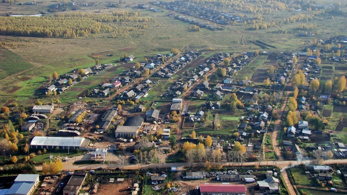 Посёлок Сосновское Нижегородской области с высоты птичьего полета