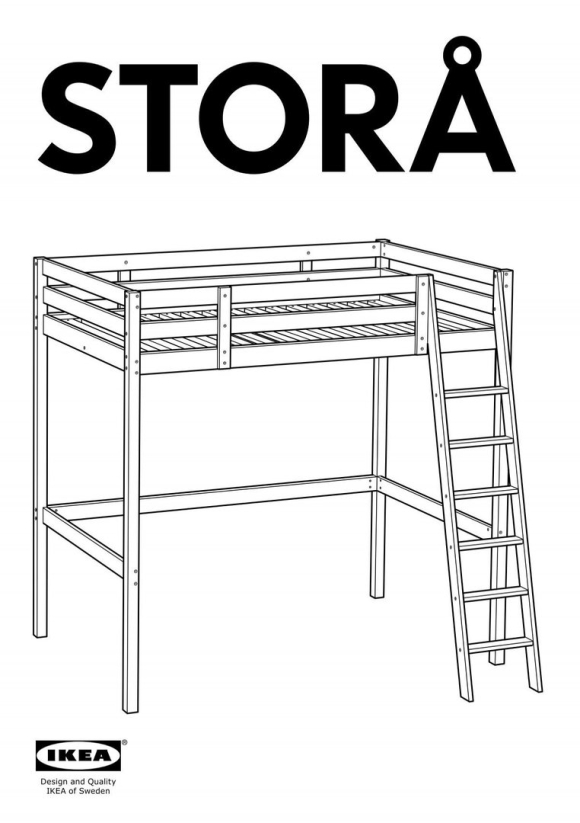 Кровать чердак ikea Стуро схема сборки