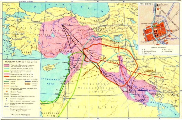 Передняя Азия на карте древнего мира