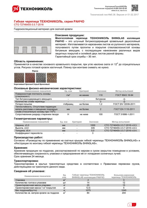 Толщина гибкой черепицы ТЕХНОНИКОЛЬ