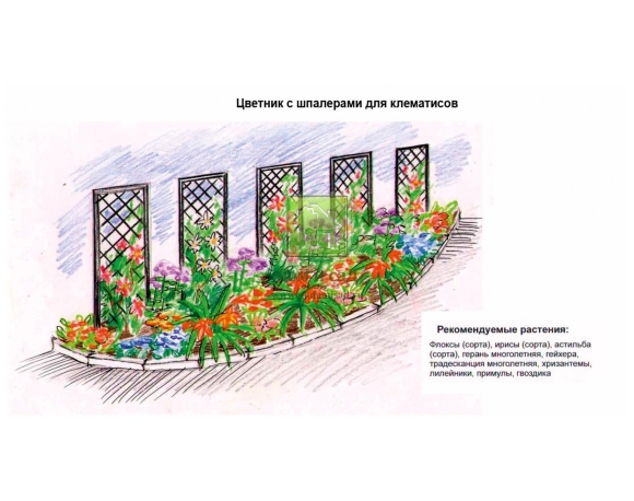 Схема клумбы у забора