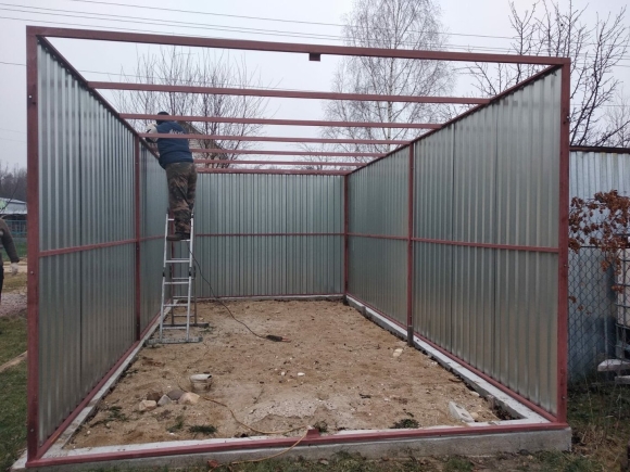 Гараж металлический разборный заводской односкатный