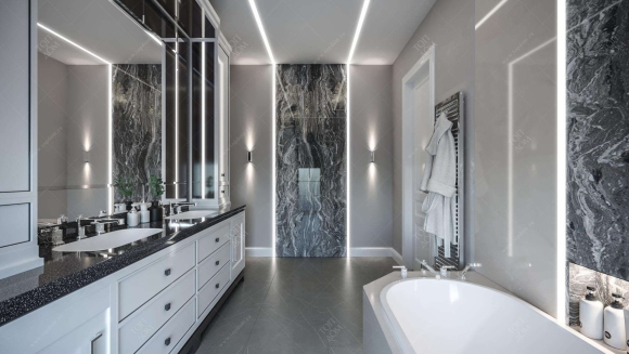Dark Black Marble Bathroom плитка